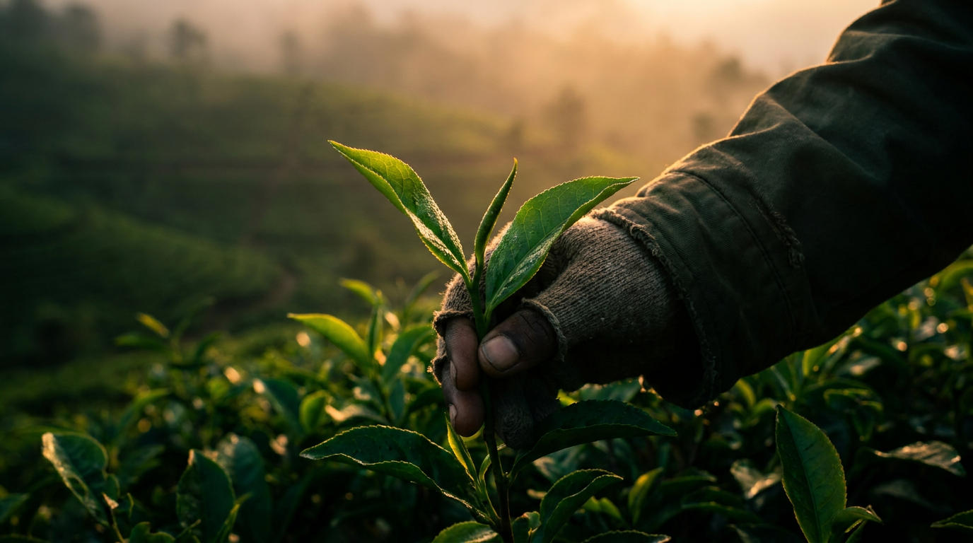 Hand-plucked Ceylon tea leaves